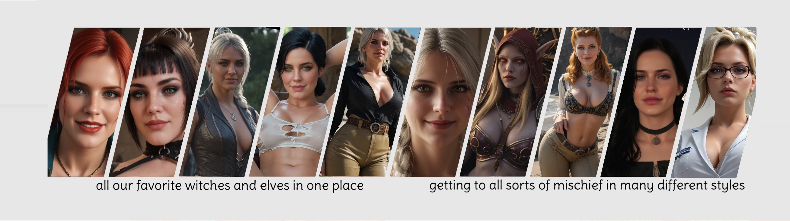 WitchesAI’s public Fanvue banner showing a fantasy character collection