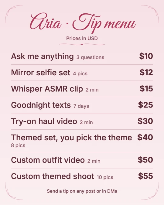 Blush Script OnlyFans tip menu template