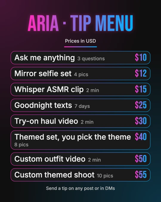 Vixxxen Neon OnlyFans tip menu template