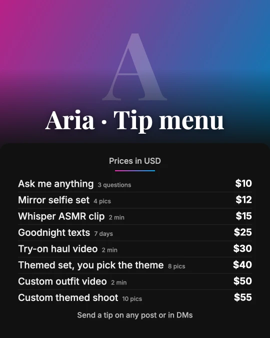 Photo First OnlyFans tip menu template